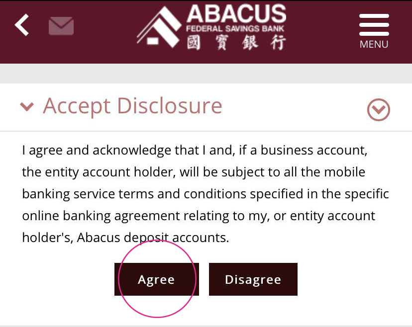 Abacus Online Bank Check Deposit Service Agreement Demo
