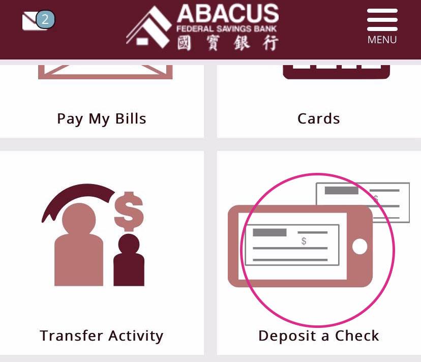 Abacus Online Bank Desposit Checks Demo